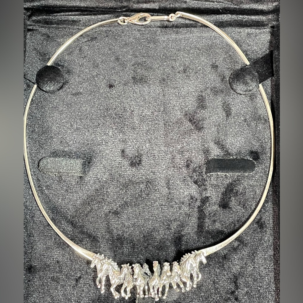 Kabana 925 Sterling Silver Running Horses Necklace Western Charm
